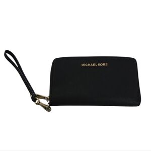 MK Saffiano Leather Zip Wallet Clutch